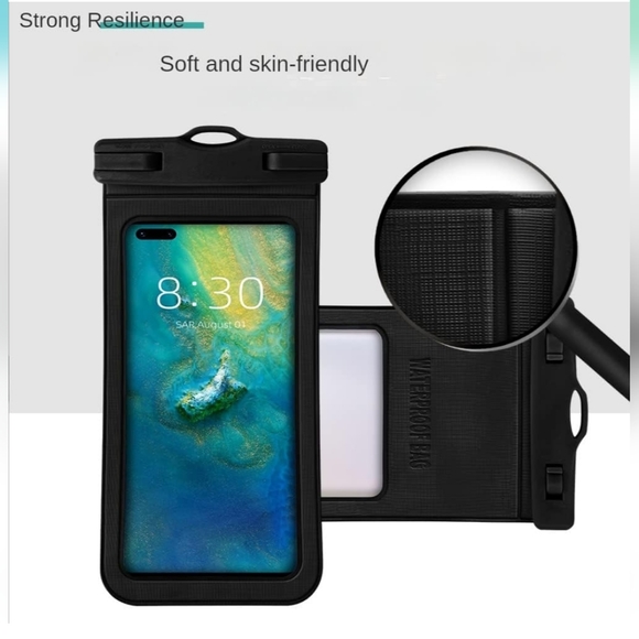 Waterproof Cell Phone Pouch 2 Pack Universal Water Proof Dry Bag Case Black - Picture 2 of 8